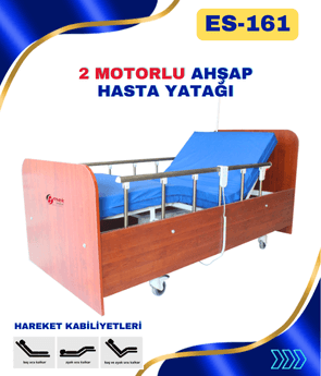 2 Motorlu Ev Tipi Ahşap Hasta Yatağı: Emek Sağlık ES-161