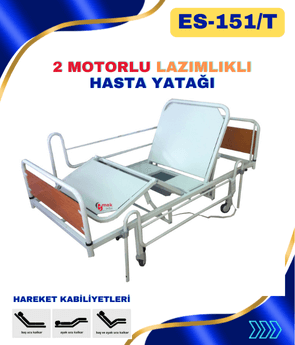 2 Motorlu Lazımlıklı Hasta Yatağı: Emek Sağlık ES-151/T